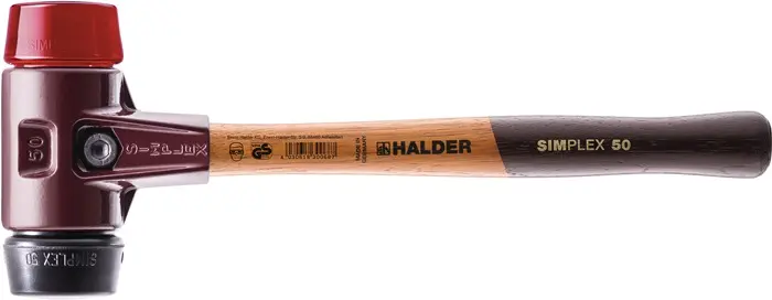 Produktfoto 1 von Schonhammer SIMPLEX L.300mm Kopf-Ø 30mm mittelh./hart HO Gum.schw./Plastik rot