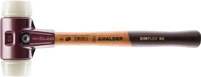 Produktfoto 1 von Schonhammer SIMPLEX L.330mm Kopf-D.40mm hart HO Nyl.weiß HALDER