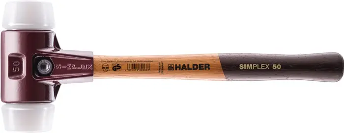 Produktfoto 1 von Schonhammer SIMPLEX L.405mm Kopf-D.60mm mittelh.HO Superplastik weiß HALDER