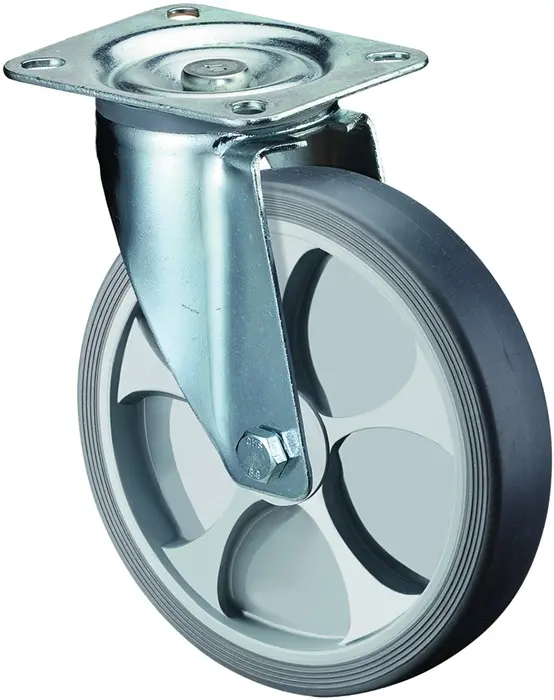 Produktfoto 1 von Lenkrolle D.100mm Trgf.110kg thermopl.Ku.Platte L104xB80mm BS ROLLEN
