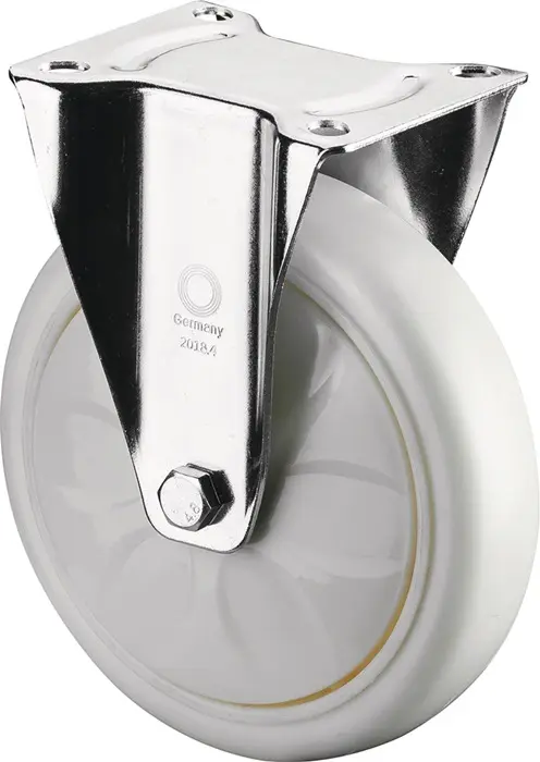 Produktfoto 1 von Bockrolle D.200mm Trgf.300kg Ku.Platte L135xB110mm Farbe Rl.weiß BS ROLLEN
