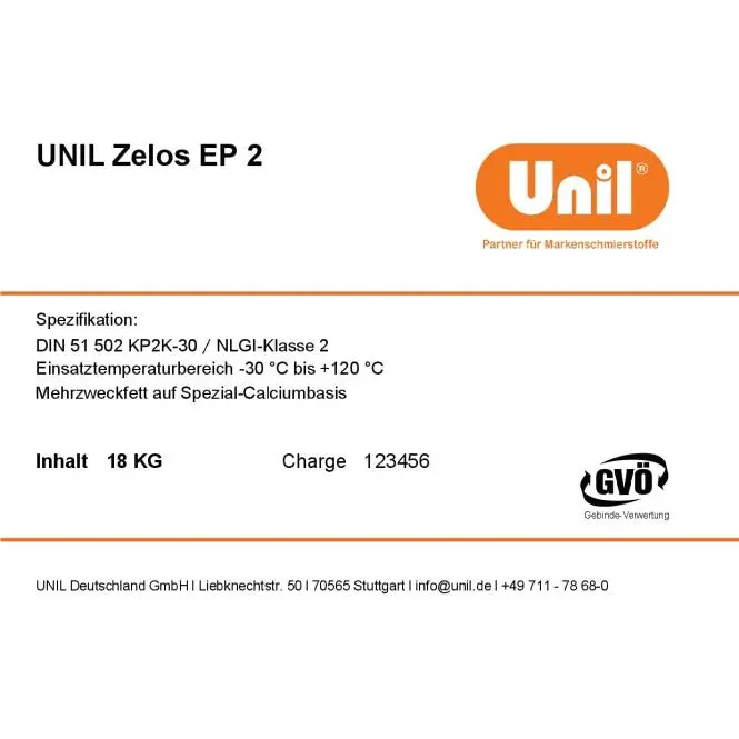 Produktfoto 1 von UNIL Schmierfett Zelos EP 2