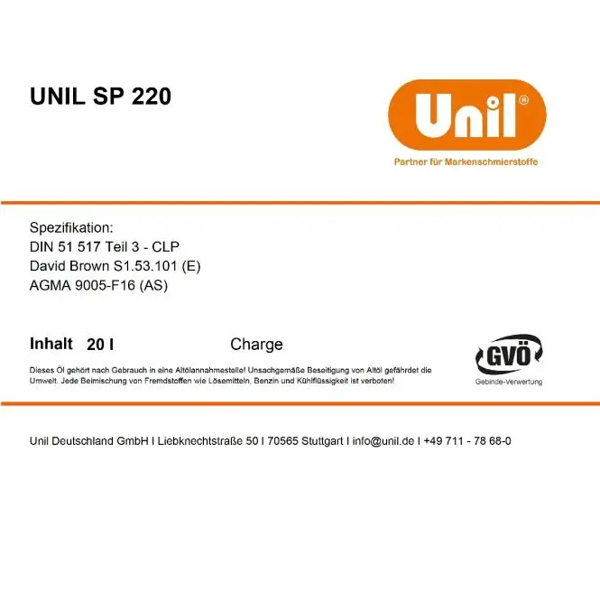 Produktfoto 1 von UNIL Getriebeöl SP 220