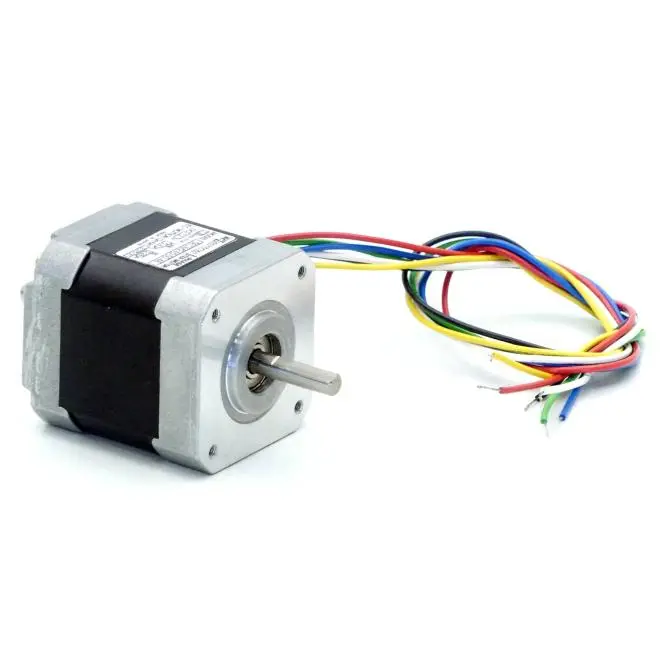 Produktfoto 1 von EC MOTION NEMA17 2-Phasen-Schrittmotor 1.8° 0.32Nm Litzen:6 0.4A 2-Wellenenden:5mm