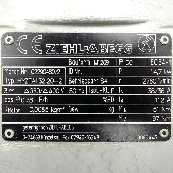 Produktfoto 1 von ZIEHL-ABEGG Motor für Schraubenspindelpumpe