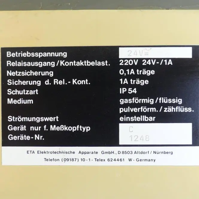 ETA ENGINEERING TECHNOLOGY Strömungswächter