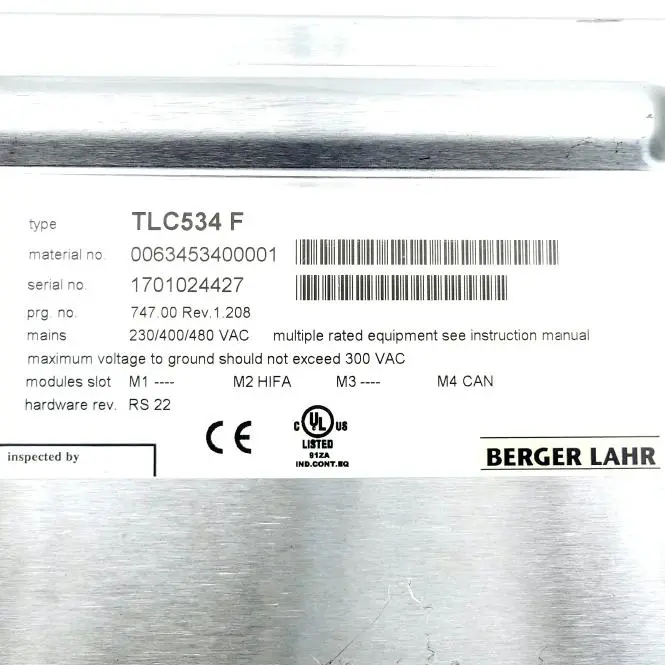 Produktfoto 1 von BERGER LAHR Positioniersteuerung für 3-Phasen AC-Servomotoren mit Profibus-DP Feldbusschnittstelle und SAM Sicherheits-Modul TLC534F -/HIFA/-/CAN TLC534 F