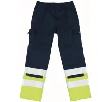 Produktfoto 1 von 12379-430-0117, Gr.82C46 Hose mit Knietaschen, marine/hi-vis gelb