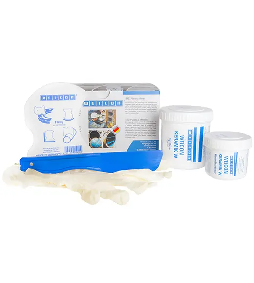 Produktfoto 1 von WEICON Keramik W | mineralisch gefülltes Epoxidharz-System zur Verschleißschutzbeschichtung | 200 g | weiß