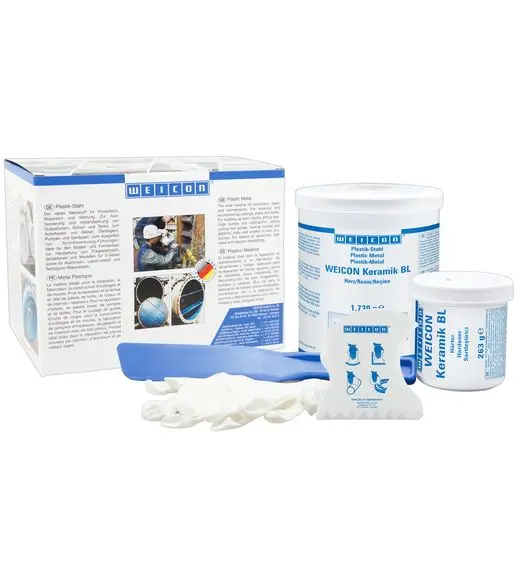 Produktfoto 1 von WEICON Keramik BL | mineralisch gefülltes Epoxidharz-System für extremen Verschleißschutz und hohe Abriebfestigkeit | 2 kg | blau