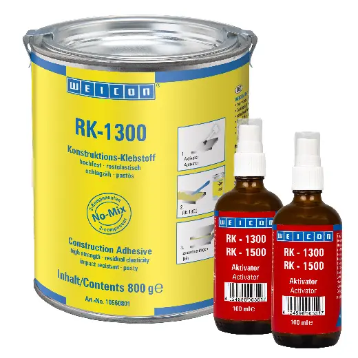 Produktfoto 1 von WEICON RK-1300 | Acrylat-Strukturklebstoff, pastöser No-Mix Klebstoff | 1 kg | beige, opak