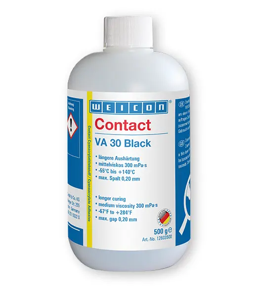 Produktfoto 1 von WEICON VA 30 Black Cyanacrylat-Klebstoff | mittelviskoser Sekundenkleber, gummigefüllt | 0,5 kg