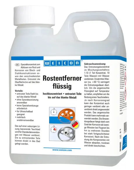 Produktfoto 1 von WEICON Rostentferner flüssig | hochkonzentriertes Tauchbad zum Ablösen von Rost und Korrosion | 1 L | gelblich