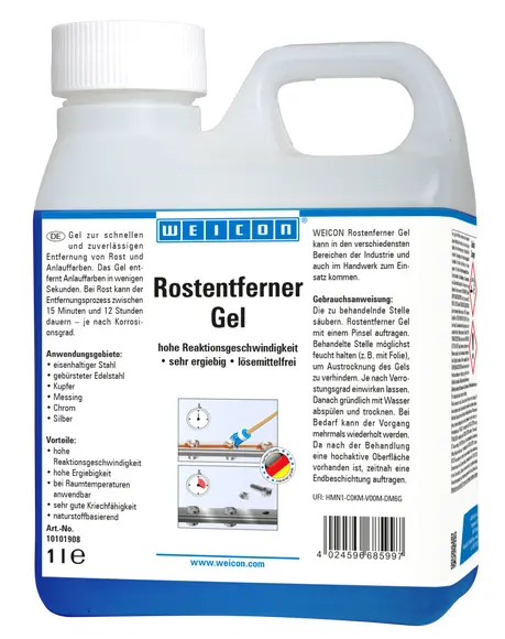 Produktfoto 1 von WEICON Rostentferner Gel | schnelle und zuverlässige Entfernung von Rost und Anlauffarben | 1 L | blau