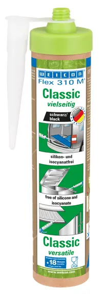 Produktfoto 1 von WEICON Flex 310 M® Classic | elastischer Klebstoff auf MS-Polymer-Basis für den vielseitigen Einsatz | 280 ml (Green Tube) | schwarz