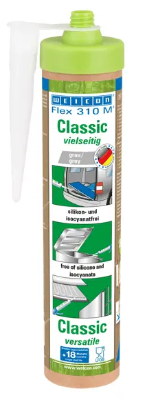 Produktfoto 1 von WEICON Flex 310 M® Classic | elastischer Klebstoff auf MS-Polymer-Basis für den vielseitigen Einsatz | 280 ml (Green Tube) | grau