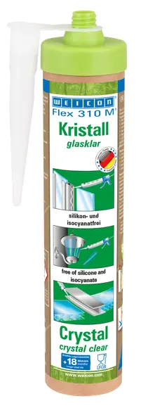 Produktfoto 1 von WEICON Flex 310 M® Kristall | elastischer Klebstoff auf MS-Polymer-Basis für den vielseitigen Einsatz | 280 ml (Green Tube) | transparent