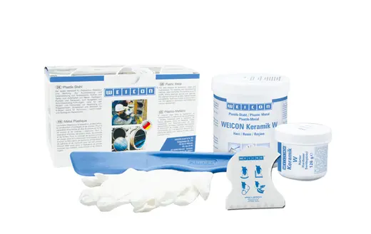 Produktfoto 1 von WEICON Keramik W | mineralisch gefülltes Epoxidharz-System zur Verschleißschutzbeschichtung | 0,5 kg | weiß