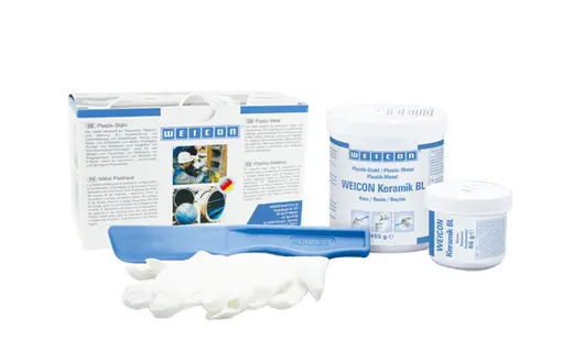Produktfoto 1 von WEICON Keramik BL | mineralisch gefülltes Epoxidharz-System für extremen Verschleißschutz und hohe Abriebfestigkeit | 0,5 kg | blau