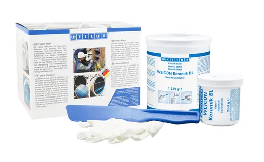 Produktfoto 1 von WEICON Keramik BL | mineralisch gefülltes Epoxidharz-System für extremen Verschleißschutz und hohe Abriebfestigkeit | 2 kg | blau