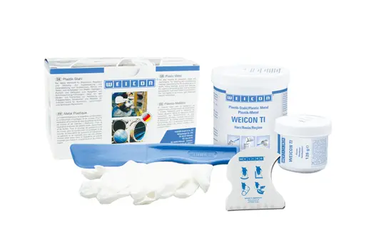 Produktfoto 1 von WEICON TI | titaniumgefülltes Epoxidharz-System für Reparatur und Formgebung | 0,5 kg | grau