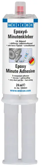 Produktfoto 1 von WEICON Epoxyd-Minutenkleber | Universell einsetzbarer, hochtemperaturbeständiger Epoxidharzklebstoff | 24 ml | transparent, hellgelb