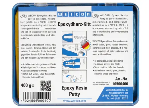 Produktfoto 1 von WEICON Epoxidharz-Kitt | knetbare Universal-Reparaturmasse | 0,4 kg | grün