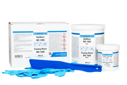 Produktfoto 1 von WEICON Gießharz MS 1000 | Epoxidharz-System für Verklebungen, Laminieren und Vergießen | 1 kg | transparent, geringe Eigenfarbe