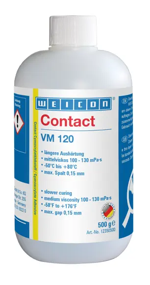 Produktfoto 1 von WEICON VM 120 Cyanacrylat-Klebstoff | mittelviskoser Sekundenkleber für Metall | 0,5 kg