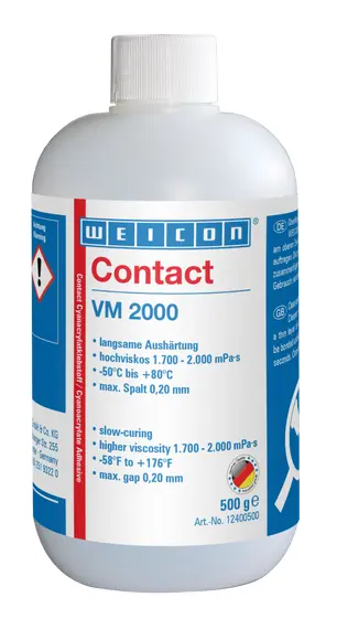 Produktfoto 1 von WEICON VM 2000 Cyanacrylat-Klebstoff | hochviskoser Sekundenkleber für Metall | 0,5 kg