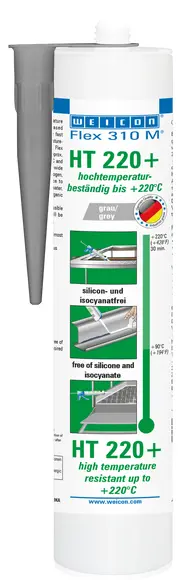Produktfoto 1 von WEICON Flex 310 M HT 220+ | Kleb- und Dichtstoff mit sehr hoher Anfangshaftung auf MS-Polymer-Basis, temperaturbeständig bis 220°C | 290 ml | grau