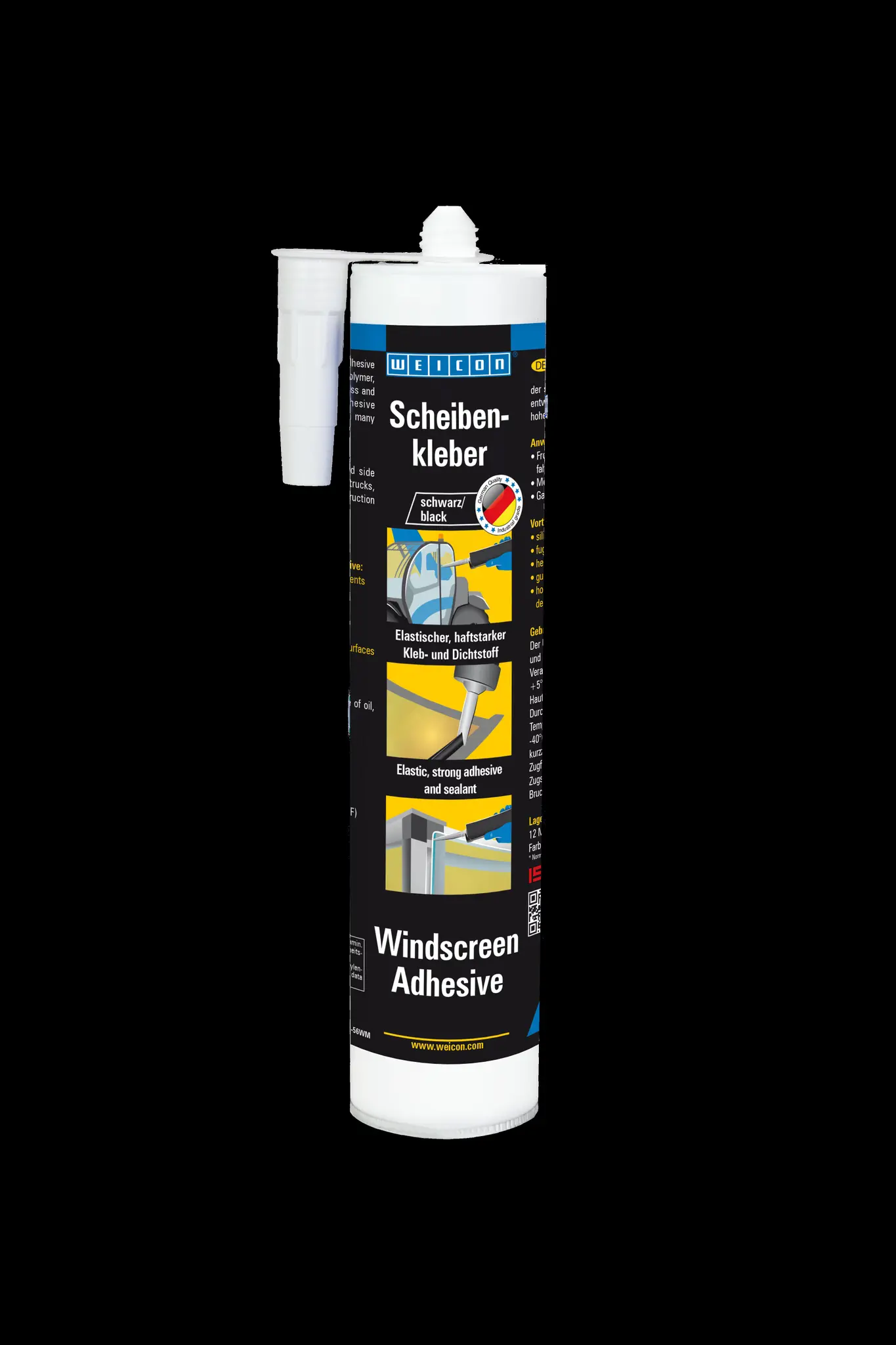 WEICON Scheibenkleber | zur Montage von Glas und Scheiben im Presspack für ermüdungsfreies Arbeiten | 310 ml | schwarz