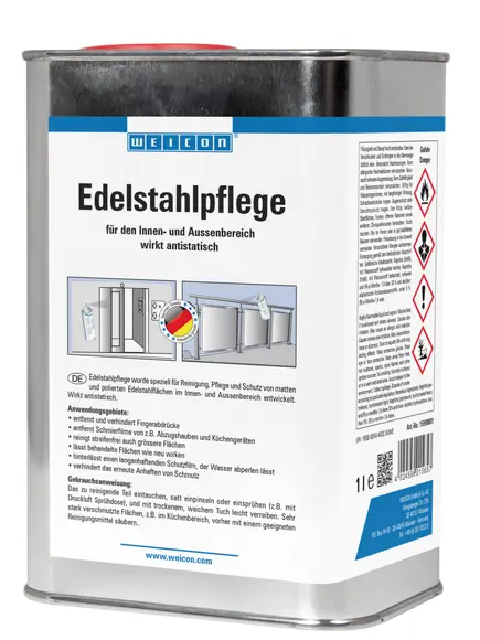 Produktfoto 1 von WEICON Edelstahlpflege | Reinigungs-, Schutz- und Pflegeöl für Edelstahl | 1 L | farblos, transparent