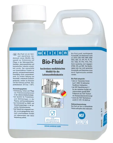 Produktfoto 1 von WEICON Bio-Fluid | Schmier- und Pflegeöl für den Lebensmittelbereich NSF H1 | 1 L | transparent