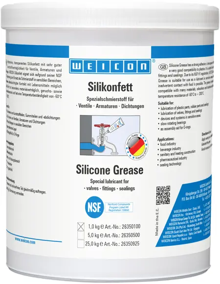 Produktfoto 1 von WEICON Silikonfett | lebensmittelechtes Schmierfett | 1 kg | farblos, transluzent