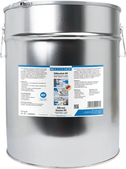 Produktfoto 1 von WEICON Silikonfett HV | lebensmittelechtes Schmierfett | 25 kg | transluzent