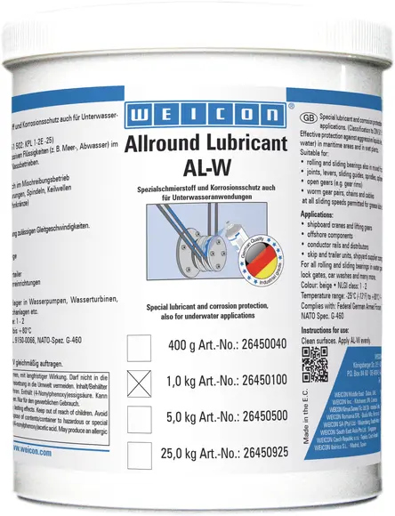 Produktfoto 1 von WEICON AL-W Hochleistungsfett | Spezialschmierstoff auch für Unterwasser | 1 kg | beige
