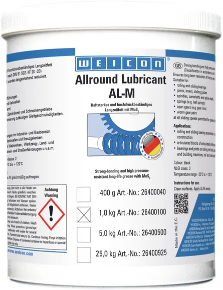 Produktfoto 1 von WEICON AL-M Hochleistungsfett | Langzeitfett mit MoS2 | 1 kg | schwarz