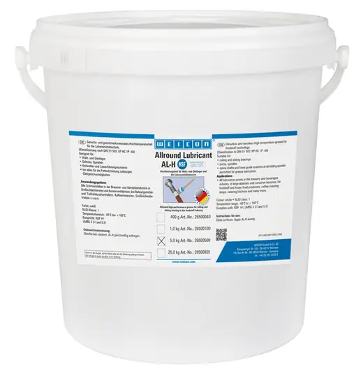 Produktfoto 1 von WEICON AL-H Hochleistungsfett | lebensmittelechtes Hochtemperaturfett | 5 kg | weiß