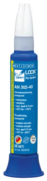 Produktfoto 1 von WEICONLOCK® AN 302-40 Schraubensicherung | mittelfest, mit DVGW-Zulassung | 50 ml | transparent