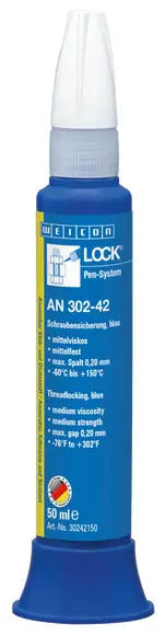 Produktfoto 1 von WEICONLOCK® AN 302-42 Schraubensicherung | mittelfest, mit Trinkwasserzulassung | 50 ml | blau