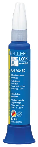 Produktfoto 1 von WEICONLOCK® AN 302-50 Schrauben- und Stehbolzensicherung | hochfest, mittelviskos | 50 ml | transparent