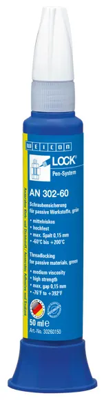 Produktfoto 1 von WEICONLOCK® AN 302-60 Schraubensicherung | für passive Werkstoffe, hochfest | 50 ml | grün