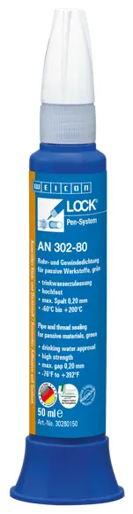Produktfoto 1 von WEICONLOCK® AN 302-80 Rohr- und Gewindedichtung | für passive Werkstoffe, hochfest | 50 ml | grün