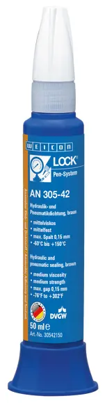 Produktfoto 1 von WEICONLOCK® AN 305-42 Hydraulik- und Pneumatikdichtung | mittelfest, mit DVGW-Zulassung | 50 ml | braun