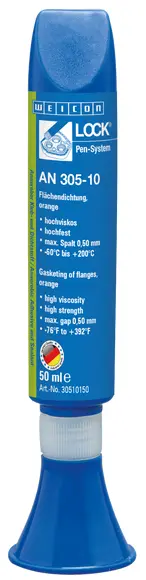 Produktfoto 1 von WEICONLOCK® AN 305-10 Flächendichtung | zum Abdichten von Flanschen, hochfest, hochviskos, BAM geprüft | 50 ml | orange