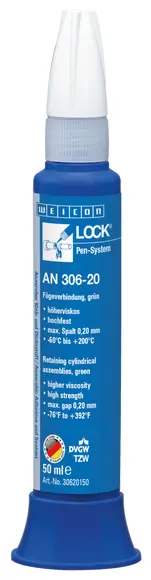 Produktfoto 1 von WEICONLOCK® AN 306-20 Fügeverbindung | hochfest, hochtemperaturbeständig, mit Trinkwasserzulassung | 50 ml | grün