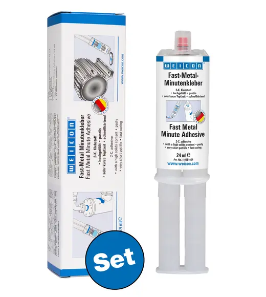 Produktfoto 1 von WEICON Fast-Metal Minutenkleber | Flüssigmetall Epoxidharzklebstoff | 24 ml | grau