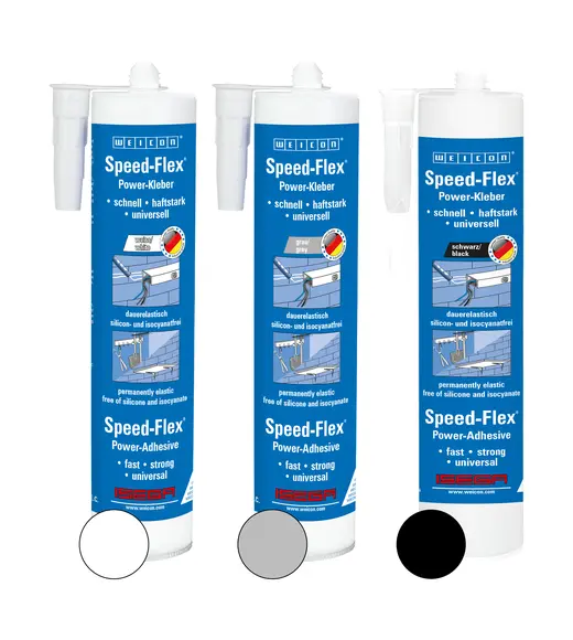 Produktfoto 1 von WEICON Speed-Flex® | hochviskoser Kleb- und Dichtstoff mit starker Anfangshaftung auf MS-Polymer-Basis | 280 ml (Green Tube) | grau