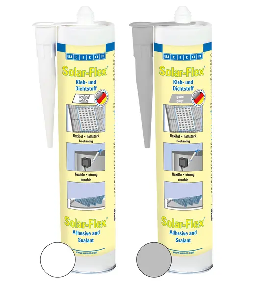 WEICON Solar-Flex® | witterungsbeständiger Kleb- und Dichtstoff für den Solarbereich auf MS-Polymer-Basis | 280 ml (Set) | grau